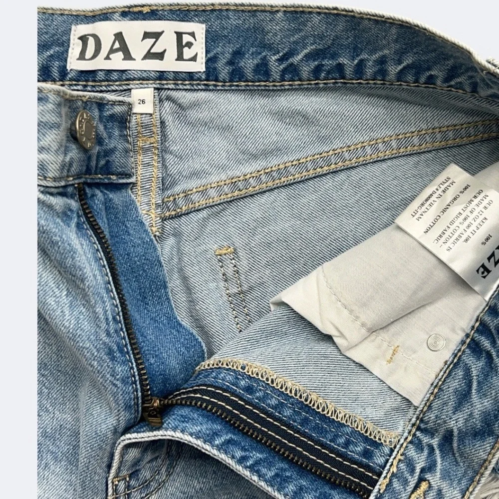 Daze Denim Shorts Women 26 Blue 1999 Slouch 90’s Ripped High Rise Cut Offs Retro